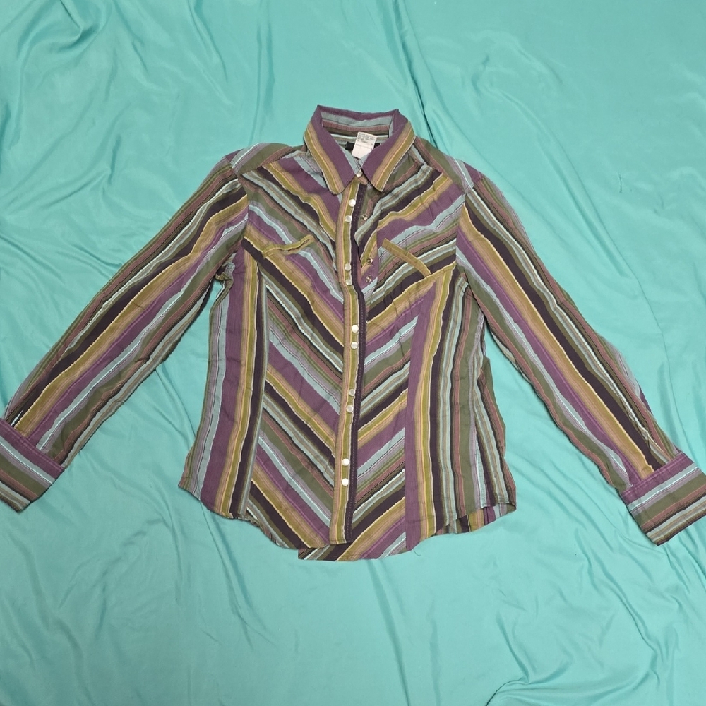 Athleta Multicolor Striped Button Down Shirt